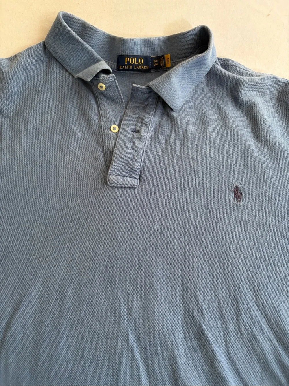 Ralph Lauren Men’s Short Sleeve Polo in Pale Blue w Embroidered Pony Size 2XLT